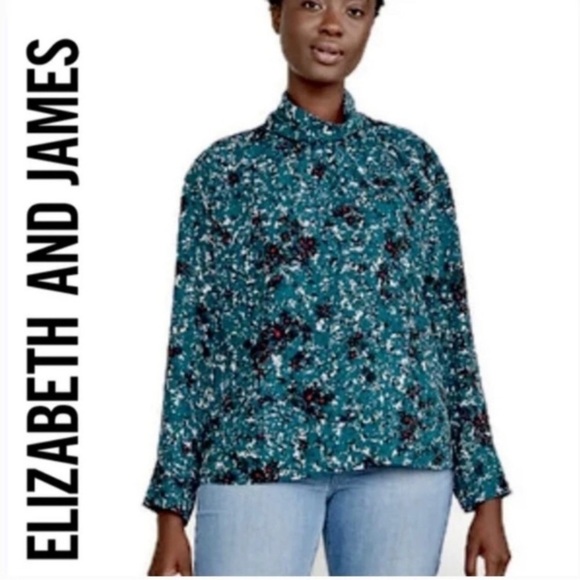 ELIZABETH & JAMES High-Neck Print Blouse - Picture 7 of 12